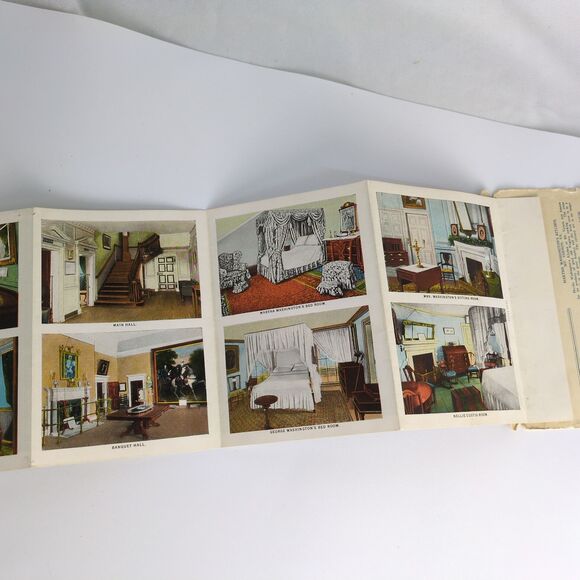George Washington's Mansion Mt Vernon Virginia 1920s Fold-Out Postcards VA 1927 - Picture 9 of 11